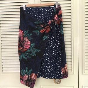 Maeve Print faux wrap skirt Anthropologie
